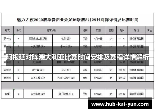 阿根廷对阵澳大利亚比赛时间安排及赛程详情解析 阿根廷对阵澳大利亚比赛时间安排及赛程详情解析